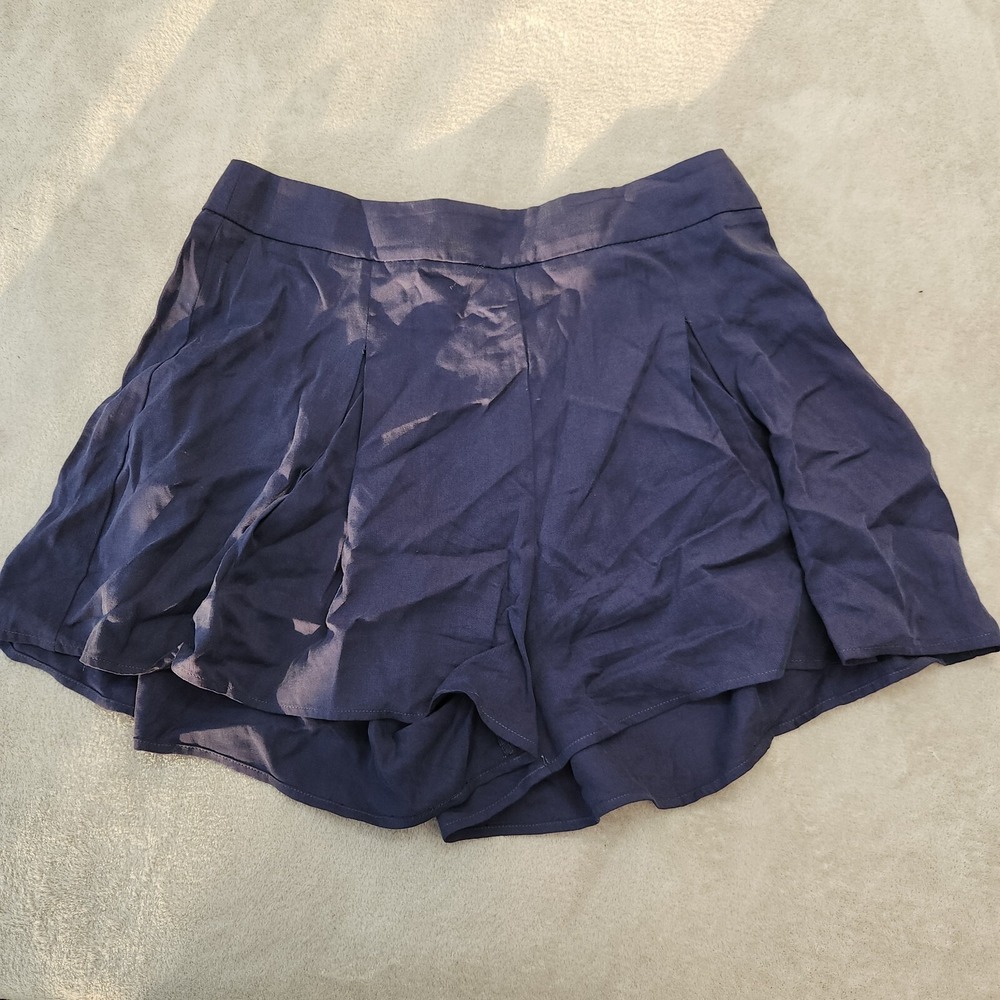 Sadie Sage Navy Blue Flowy Skort Tencel Side Zip Cottage Casual Large